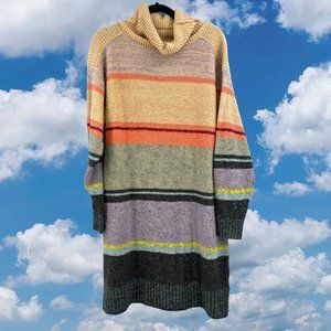 Anthropologie Daily Practice Plus 1X Turtleneck Sweater Dress Open Back Stripe